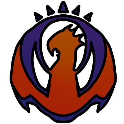 Emblem of the Izzet League, the red and blue guild, from Magic: the Gathering.